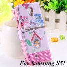 Colorful Mat Pattern Wallet Case For Samsung Galaxy S4 I9500 S5 I9 1925779940-17-S5 owl on tree