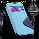 View Case For Samsung Galaxy S4 I9500 S5 I9600 Flip Display Screen 1960771752-6-sky blue for S5