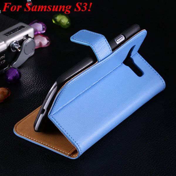 S3 S4 Genuine Leather Stand Case For Samsung Galaxy S3 Siii I9300 1335833839-4-blue for S3