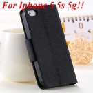 Fashion Full Case For Iphone 5 5S 5G Tpu+Pu Wallet Stand Flip Leat 1777369209-3-all black for 5S