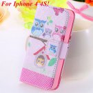 Matt Color Printed Flip Leather Case For Iphone 4 4S 4G 5 5S 5G Wa 1925063846-9-4s Owl on tree