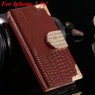 4S 5S Luxury Bling Diamond Flip Case For Iphone 4 4S 4G 5 5S 5G Pu 1892068653-6-brown for 5s