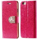 Deluxe Bling Crystal Diamond Pu Leather Bag For Iphone 5 5S 5G Ful 32252095278-4-hot pink
