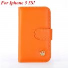 Mix Deluxe Crown Wallet Case For Iphone 5 5S 5G Flip Cover Pouch M 1829466754-1-orange for 5s