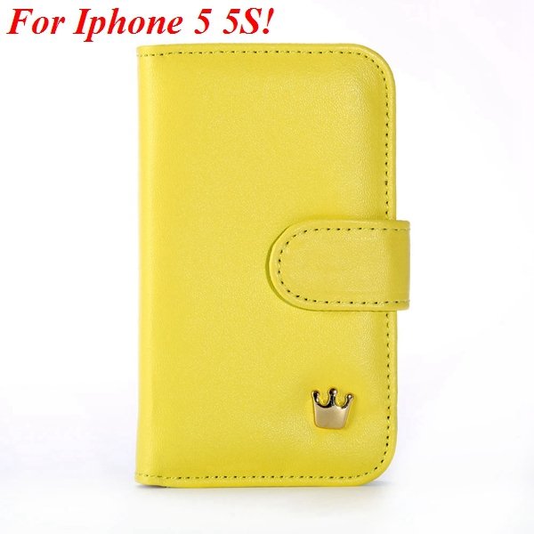 Mix Deluxe Crown Wallet Case For Iphone 5 5S 5G Flip Cover Pouch M 1829466754-2-yellow for 5s
