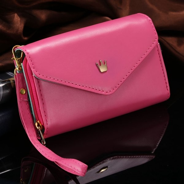 Elegant Lady General Phone Bag For Htc One M7 Pu Leather Case Full 32251573288-4-hot pink