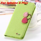 Newest Girl'S Cute Cherry Leather Case For Iphone 6 & Iphone 6 Plu 32214517740-10-Green  For I6 Plus