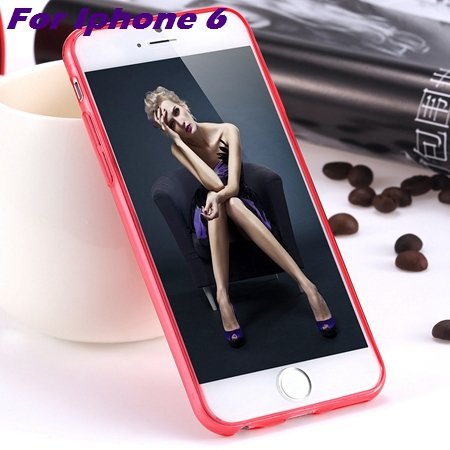 0.3Mm Ultra Thin Silicon Soft High Clear Case For Iphone 6 Crystal 32245374718-5-Red For Iphone 6