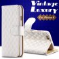 For Iphone 6 Case Vintage Luxury Sheapskin Grid Flip Leather Case 32258496057-3-Red