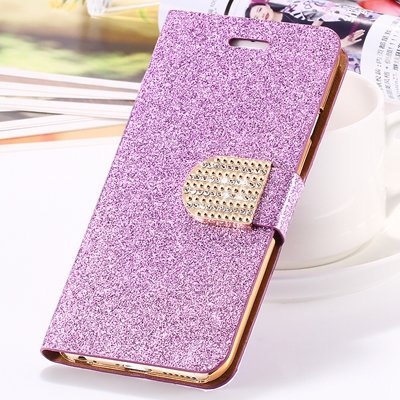 2015 New Arrival Luxury Shiny Gold Diamond Leather Case For Iphone 32267710327-4-Purple