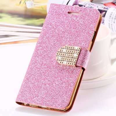 2015 New Arrival Luxury Shiny Gold Diamond Leather Case For Iphone 32267710327-6-Pink