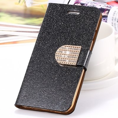 2015 New Arrival Luxury Shiny Gold Diamond Leather Case For Iphone 32267710327-7-Black