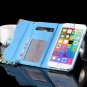 For Iphone 6 Plus Wallet Case Retro Luxury Shiny Gold Diamond Grid 32267999985-4-Sky Blue
