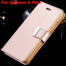 Luxury Wallet Flip Leather Case For Iphone 6 /Iphone 6 Plus Stand  32279124341-12-Gold For I6 Plus