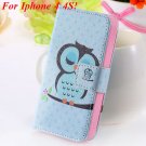 Matt Color Printed Flip Leather Case For Iphone 4 4S 4G 5 5S 5G Wa 1925063846-8-4s Sky blue Owl