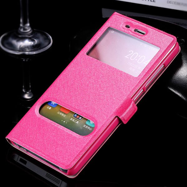 M4 Luxury Pu Leather Case Free Answer Dual Window Display View Cov 32283802278-5-rose