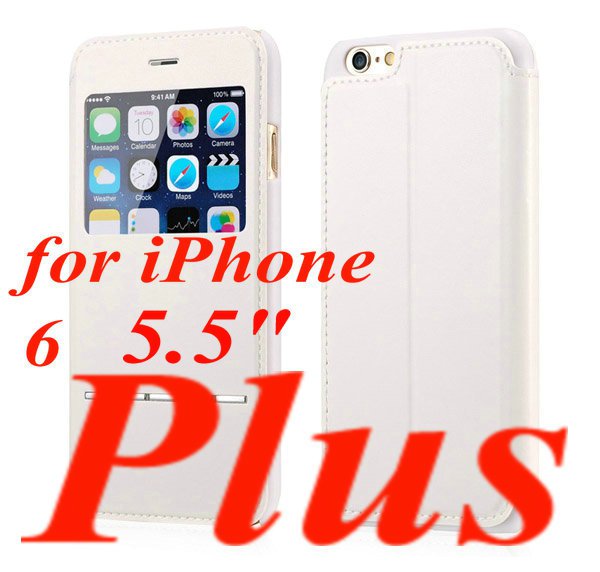 For Iphone 6 Smart Flip Leather Case Magnetic Sliding Answer Calls 32306051874-7-White for 6 Plus