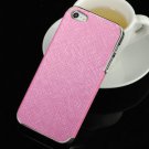 Luxury Chrome Hard Case For Iphone 5 5S 5G Back Cover With Pu Skin 726834646-11-pink with silver