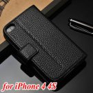 Wallet Style Pu Leather With Stand Case For Iphone 4 4S 4G Luxury  684247270-1-black