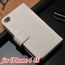 Wallet Style Pu Leather With Stand Case For Iphone 4 4S 4G Luxury  684247270-2-white