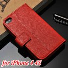 Wallet Style Pu Leather With Stand Case For Iphone 4 4S 4G Luxury  684247270-5-red