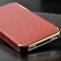 Vintage Hard Case For Iphone 4 Plastic With Pu Leather Surface Pho 32268140509-15-pink with silver