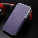 Vintage Hard Case For Iphone 4 Plastic With Pu Leather Surface Pho 32268140509-17-purple with silver