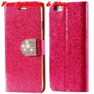 I6 4.7 5.5 Case Gold Luxury Bling Diamond Pu Leather Case For Ipho 32258181305-12-Hot Pink For I6 Pl