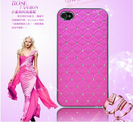 For Iphone5 Diamond Case Luxury Bling Rhinestone Pc Plating Case F 32239004322-5-Hot Pink