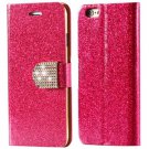 For Iphone 5S Leather Case Gold Luxury Shiny Diamond Gold Stand Fl 32267722311-4-Hot Pink
