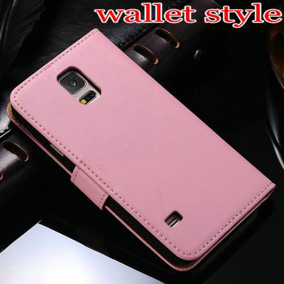 Hot S5 Genuine Leather Case For Samsung Galaxy S5 I9600 Flip Style 1811148827-6-pink wallet case