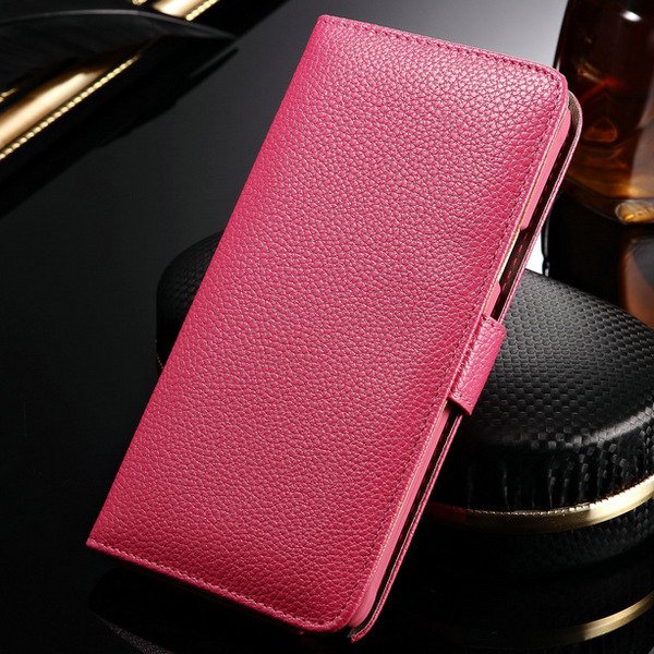Wallet Pu Leather Case For Samsung Galaxy Note 4 N9100 Litchi Skin 32215061433-4-rose