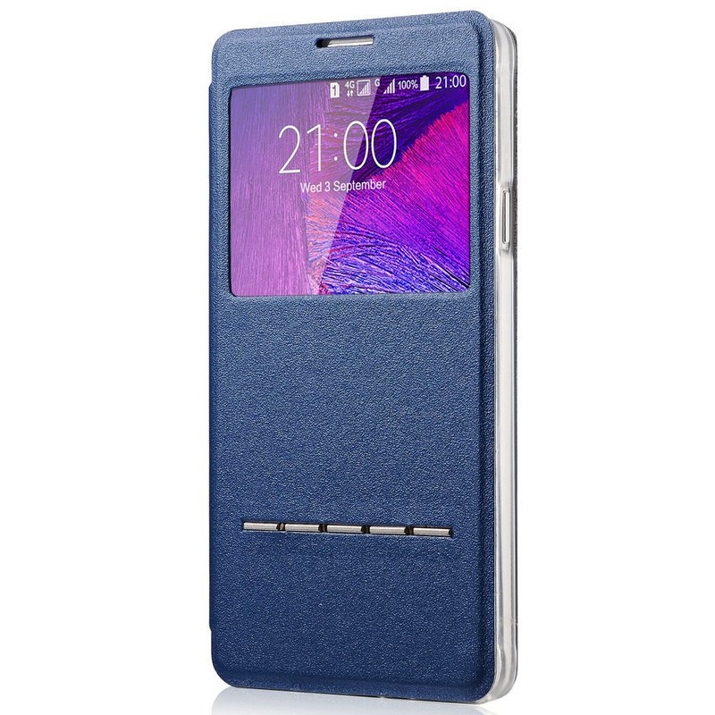 Window View Display Leather Case For Samsung Galaxy Note 4 N9100 S 32311696362-3-Blue