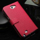 Wallet Leather Case For Samsung Galaxy Note 2 Ii N7100 Flip Holste 714237965-3-hot pink