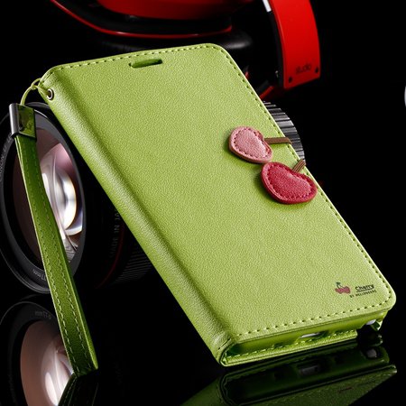 Cute Cherry Series Wallet Stand Leather Case For Samsung Galaxy No 32241061807-1-Green