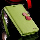 Cute Cherry Series Wallet Stand Leather Case For Samsung Galaxy No 32241061807-1-Green