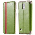 Luxury Retro White And Red Stripe Pu Flip Leather Case For Samsung 32259615477-3-Green