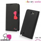 Luxury Book Flip Cherry Leather Case For Samsung Galaxy Note 2 Ii  32268189989-2-Black