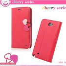 Luxury Book Flip Cherry Leather Case For Samsung Galaxy Note 2 Ii  32268189989-4-Red