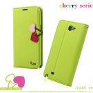 Luxury Book Flip Cherry Leather Case For Samsung Galaxy Note 2 Ii  32268189989-5-Green