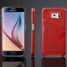 Deluxe Smooth Leather Case For Samsung Galaxy S6 G9200 With Card H 32310834827-4-Red