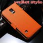 Hot S5 Genuine Leather Case For Samsung Galaxy S5 I9600 Flip Style 1811148827-9-orange wallet case