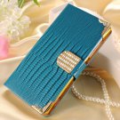 Wallet Shining Crystal Bling Pu Leather Case For Sony Xperia Z1 Mi 32251200752-3-blue case