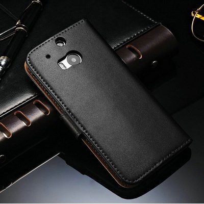 Genuine Leather Case For Htc One 2 M8 Wallet Style Flip Stand With 1857294651-1-black