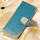 Stand Wallet Style Bling Pu Leather Case For Sony Xperia Z L36H C6 32250951923-3-blue case