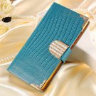 Bling Shining Rhinestone Pu Leather Case For Sony Xperia Z3 Mini M 32250641915-3-blue case