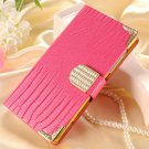 Luxury Wallet Style Shining Crystal Bling Pu Leather Case For Sony 32251010913-4-rose case