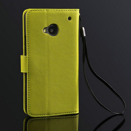 Fashion Cross Pattern Flip Leather Wallet Case For Htc One M7 With 1165426966-7-Green