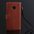 Fashion Cross Pattern Flip Leather Wallet Case For Htc One M7 With 1165426966-3-Brown
