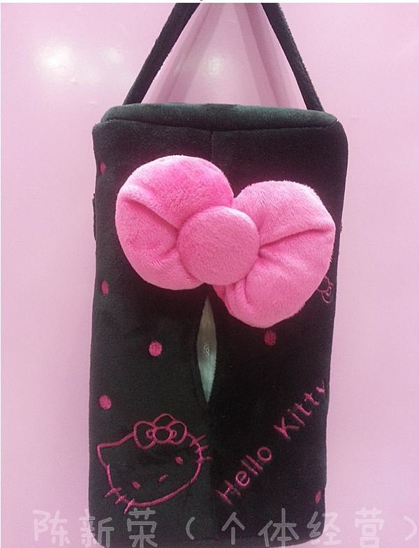 HELLO KITTY Plush Hanging Tissue Box Cover Girls Vanity Dorm Room Car Decor